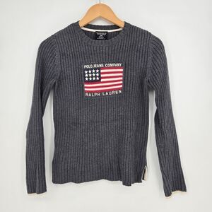 Vintage Ralph Lauren Polo Jeans US Flag Sweater - 100% cotton, womens S